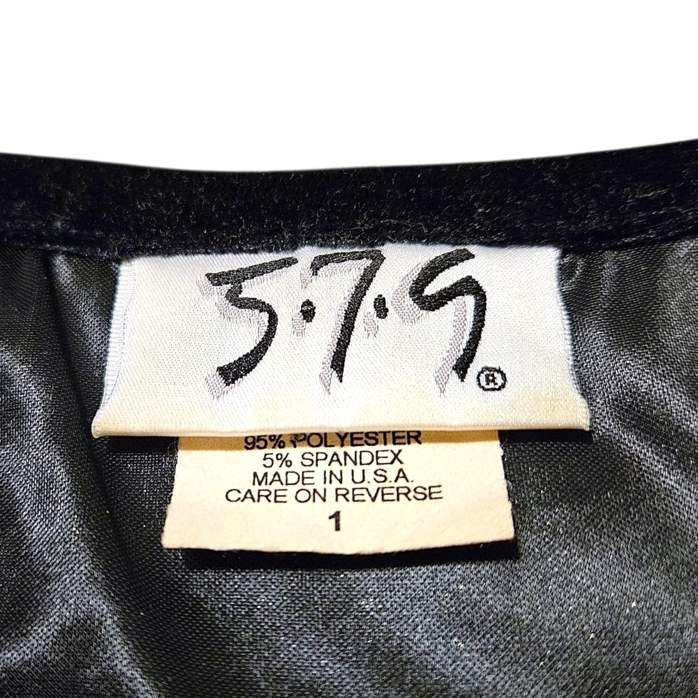 VTG 579 Black Velvet Evening Gown Sz 1 Floral Shimmer Bodice Slit Whimsigoth 90s - Picture 12 of 15